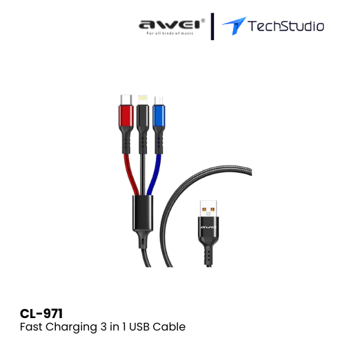  Awei CL-971 3 in 1 USB Cable (Micro, iPhone, Type-C)