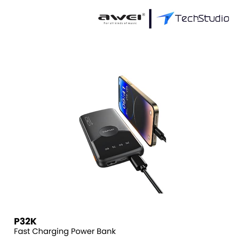 AWEI P32K Portable 10000mAh Power Bank - Black