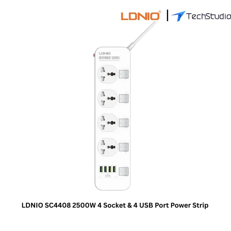 LDNIO SC4408 2500W 4 Socket & 4 USB Port Power Strip