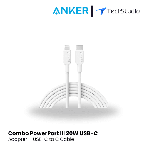 Anker Combo PowerPort III 20W USB-C Adapter + USB-C to Lightning Cable - White