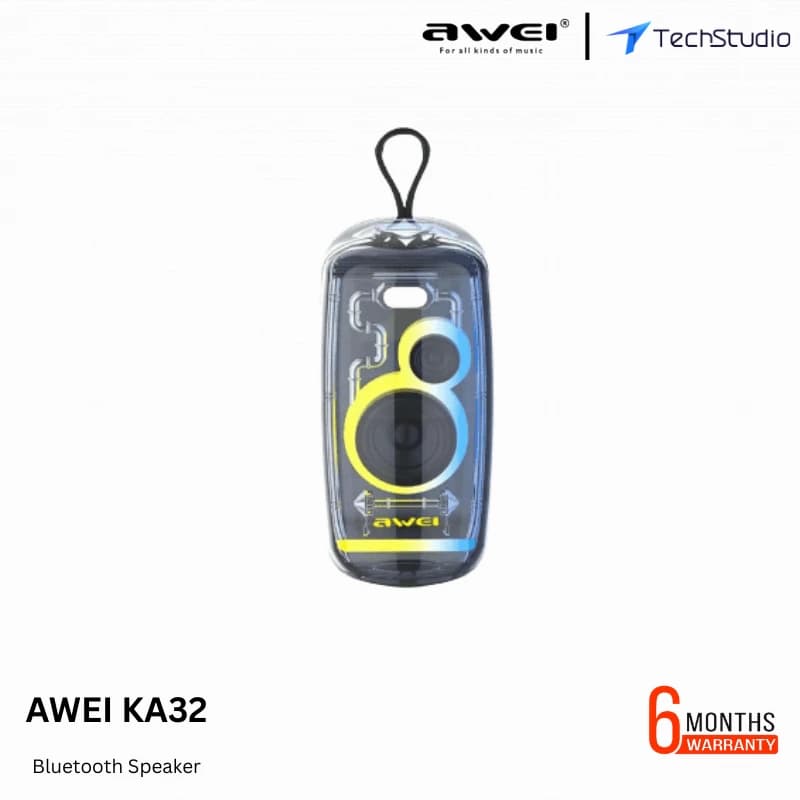 AWEI KA32 Waterproof Bluetooth Speaker Pairing Music Player Subwoofer with Colorful Light - Transprant