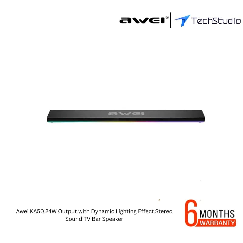 Awei KA50 24W Output with Dynamic Lighting Effect Stereo Sound TV Bar Speaker - Black