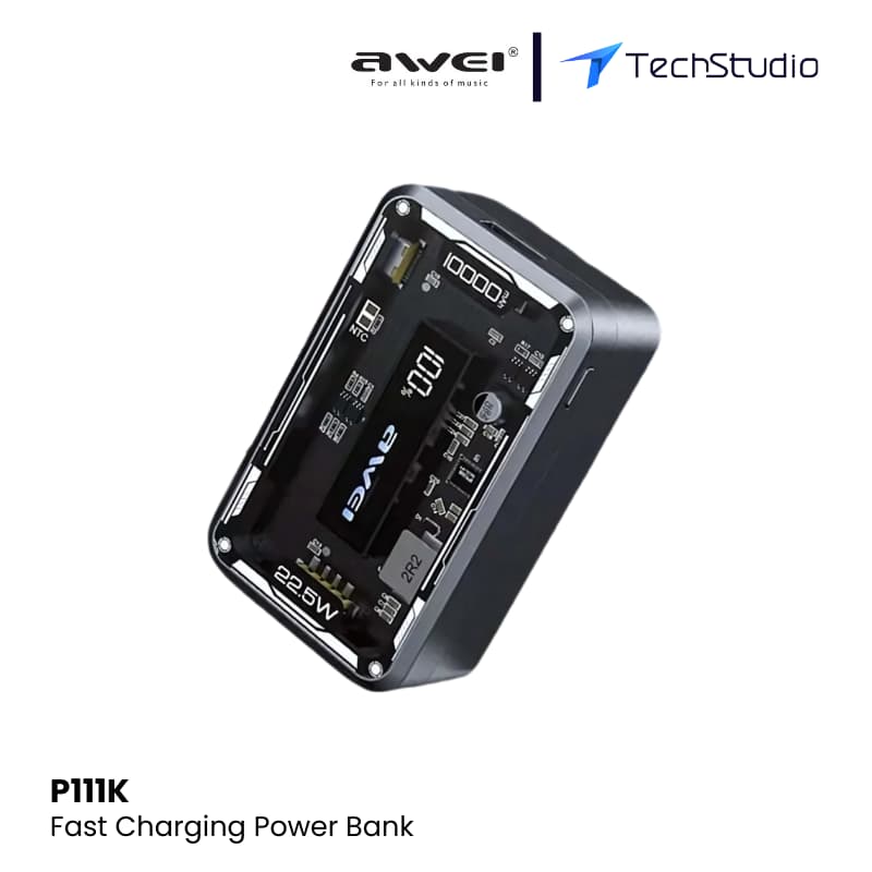 Awei P111K 10000mAh 22.5W Transparent Fast Charge Power Bank - Transprant