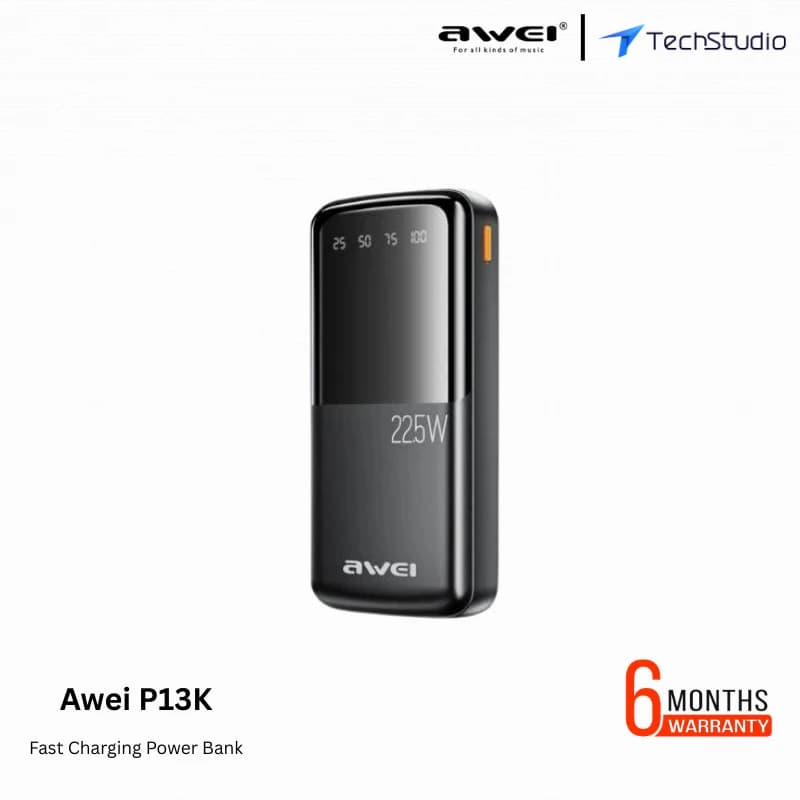 Awei P13K 20000mAh 22.5W Fast Charging Power Bank - Black