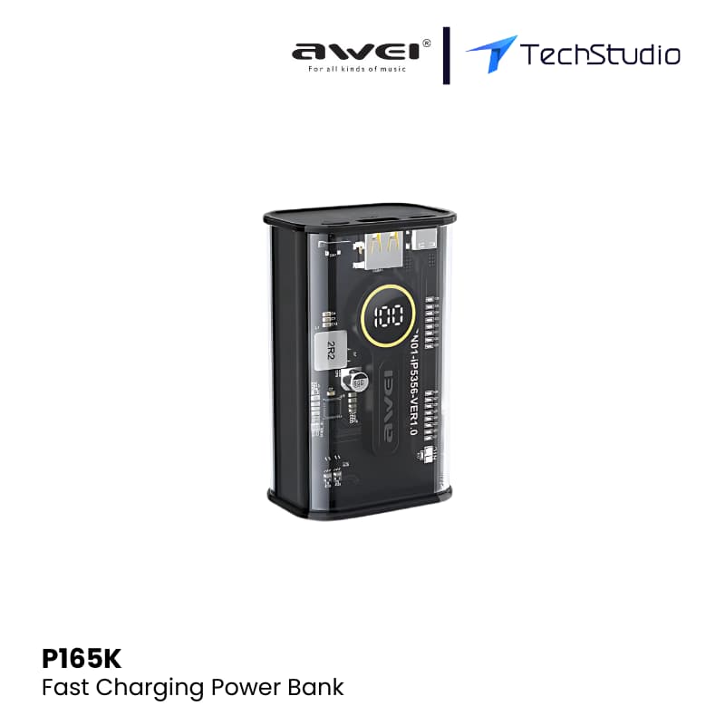 Awei P165K 10000mAh 22.5w Transparent Fast Charging Power bank - Tranprant