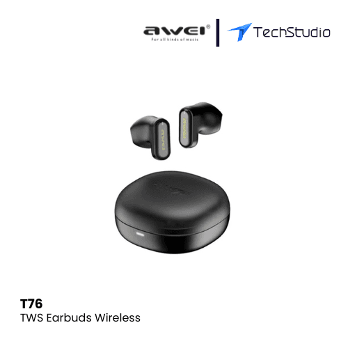 Awei T76 True Wireless Sports Earbuds With Mic Waterproof - Black