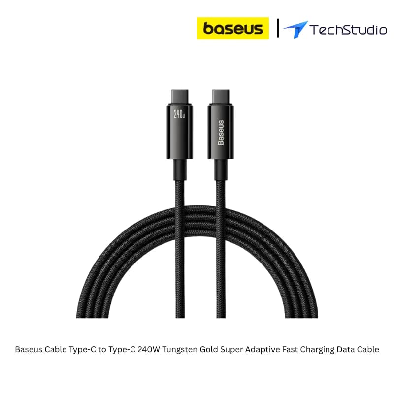Baseus Cable Type-C to Type-C 240W Tungsten Gold Super Adaptive Fast Charging Data Cable - Black