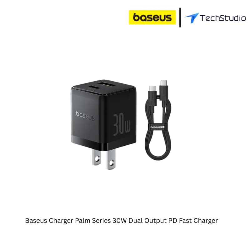Baseus Charger Palm Series 30W Dual Output PD Fast Charger - Black
