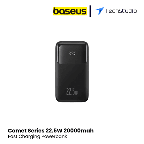 Baseus Comet Series Dual-Cable Digital Display Fast Charge Power Bank 20000mAh 22.5W - Black