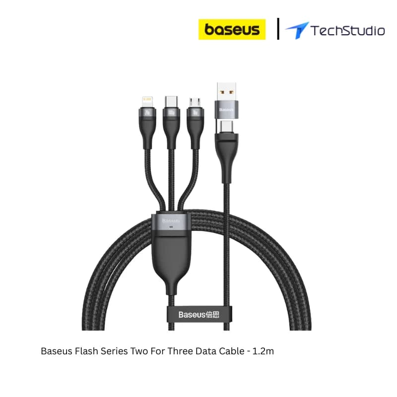 Baseus Flash Series Two For Three Data Cable - 1.2m - Black