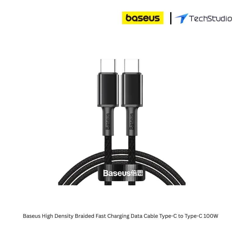 Baseus High Density Braided Fast Charging Data Cable Type-C to Type-C 100W - Black