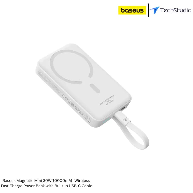 Baseus Magnetic Mini 30W 10000mAh Wireless Power Bank Price in BD | TechStudio - White