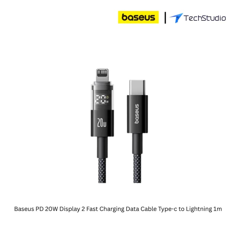 Baseus PD 20W Display 2 Fast Charging Data Cable Type-c to Lightning 1m - Black