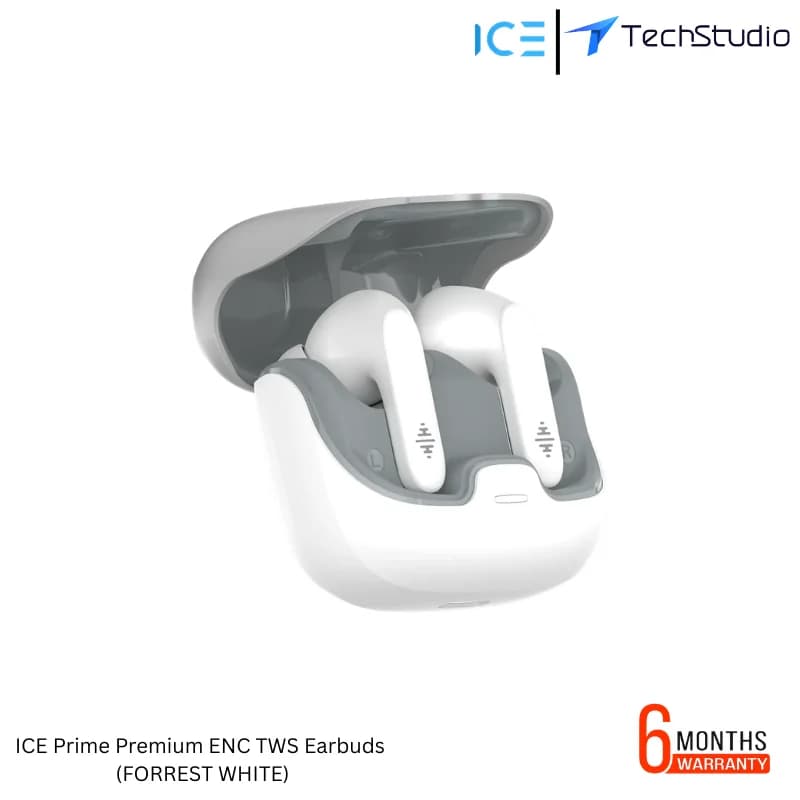 ICE Prime Premium ENC TWS Earbuds - Forrest White