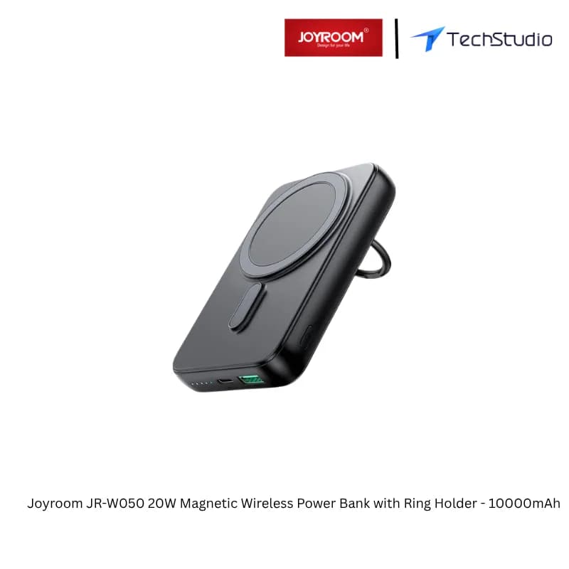 Joyroom JR-W050 20W Magnetic Wireless Power Bank with Ring Holder - 10000mAh - Black