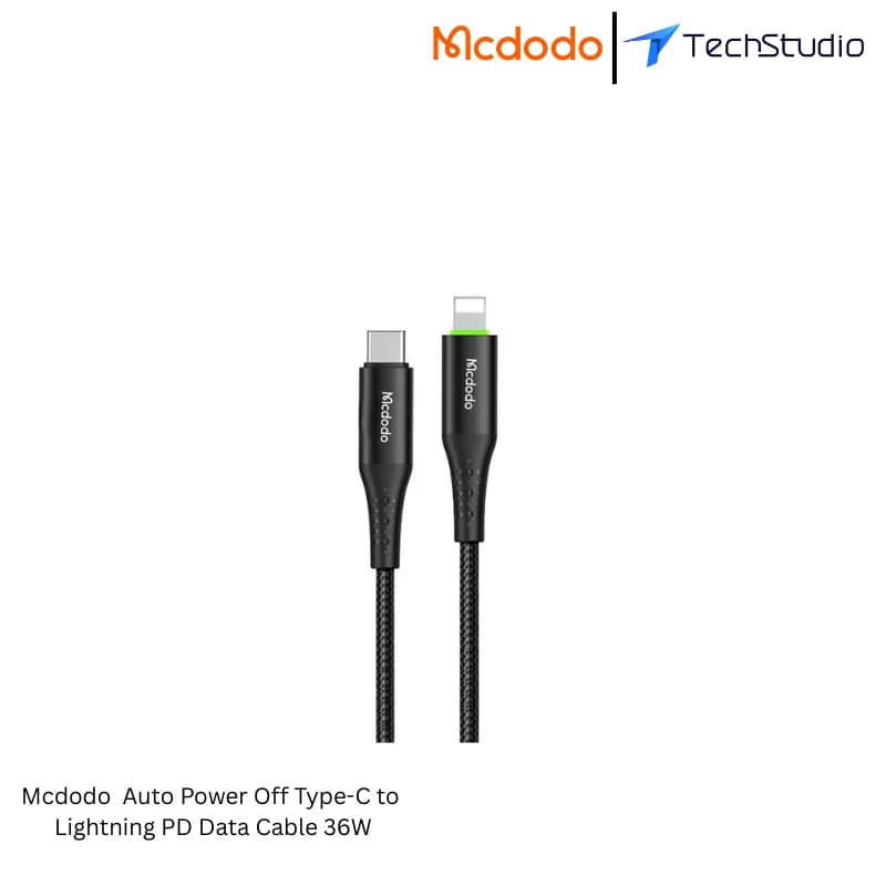 Mcdodo 36W Auto Power Off Type-C to Lightning PD Fast Charging Cable - Black