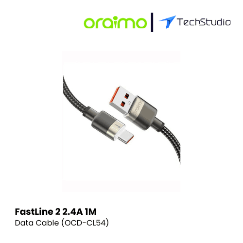 Oraimo FastLine 2 2.4A 1M Type-C to Lightning Data Cable (OCD-CL54) - Black - Black