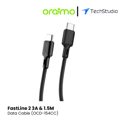 Oraimo FastLine 2 3A and 1.5M Data Cable (OCD-154CC) - Black - Black