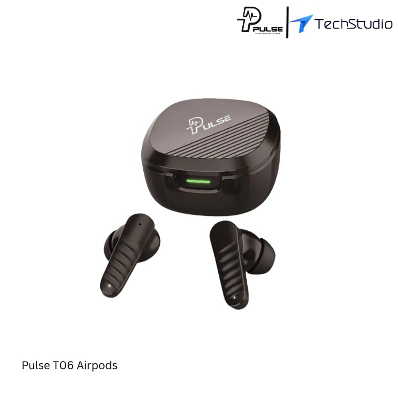 Pulse T06 True Wireless Earbuds with ENC Noise Cancellation & Deep Bass Stereo - Black