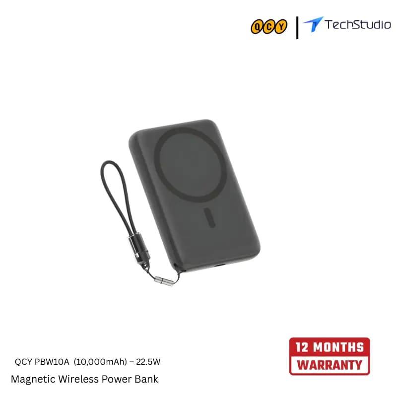 QCY PBW10A Magnetic Wireless Power Bank (10,000mAh) – 22.5W - Black