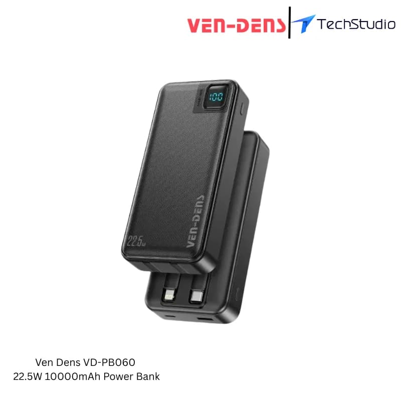 VEN-DENS VD-PB060 10000mAh 22.5W Power Bank| TechStudio - Black